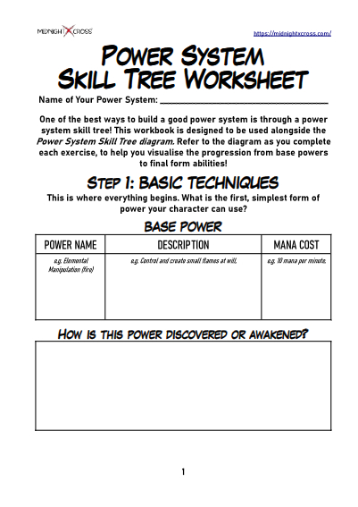 Power System Skill Tree Worksheet Preview 1